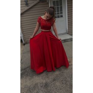 Sherri Hill Red Dress Two Piece